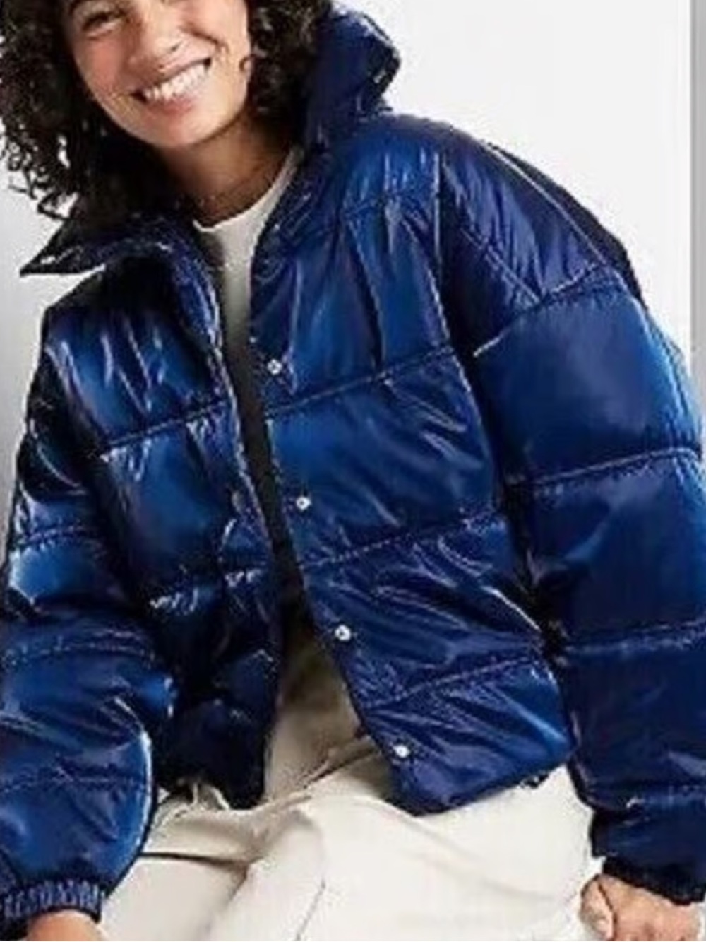 wild fable Shiny Quilted Puffer Jacket in Royal Blue